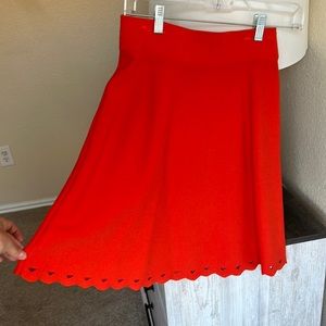 Worn once - bright orange Ann Taylor skater / flare skirt - XXS PETITE